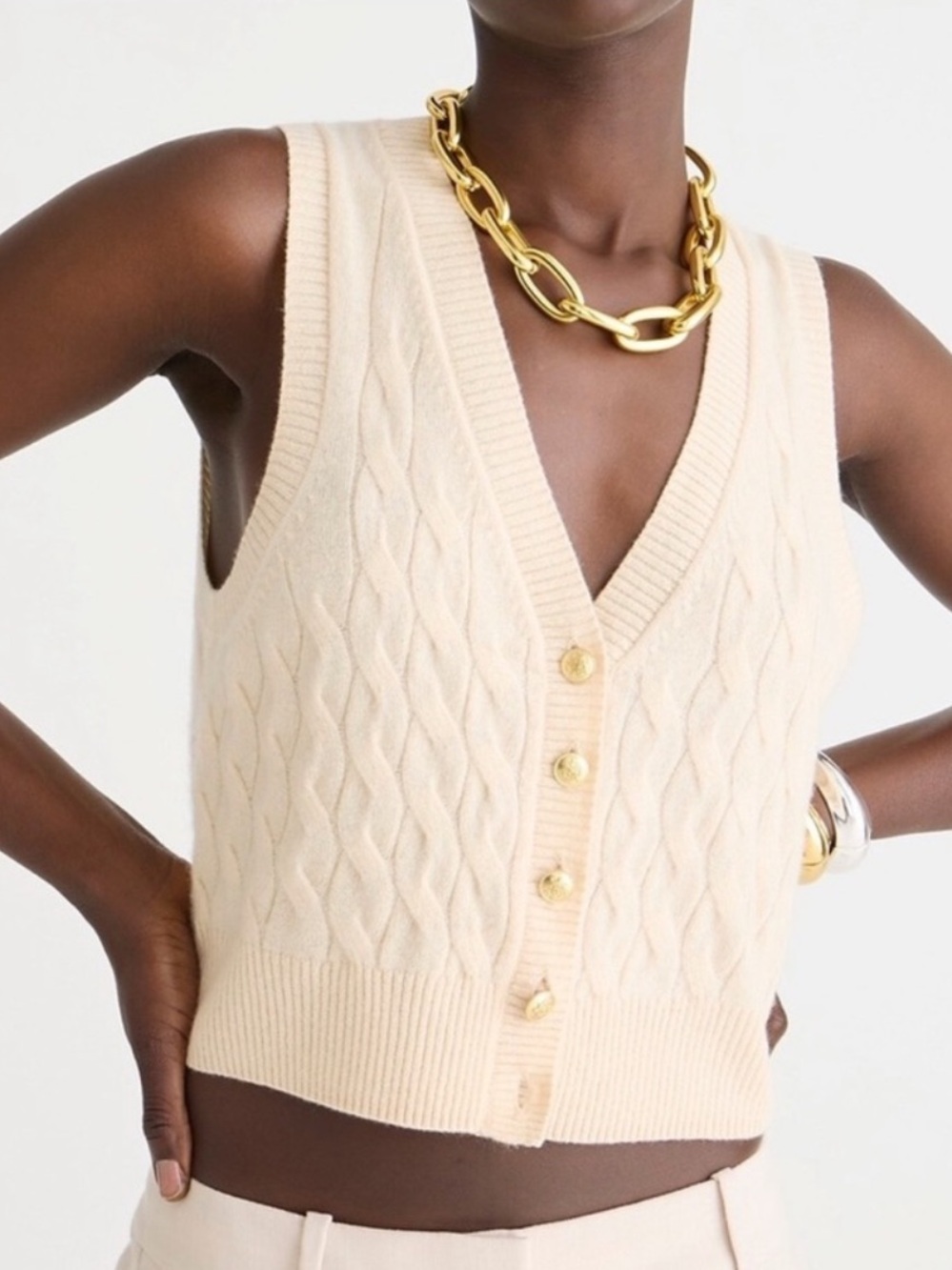 J Crew Cashmere Cropped V Neck Sweater Vest